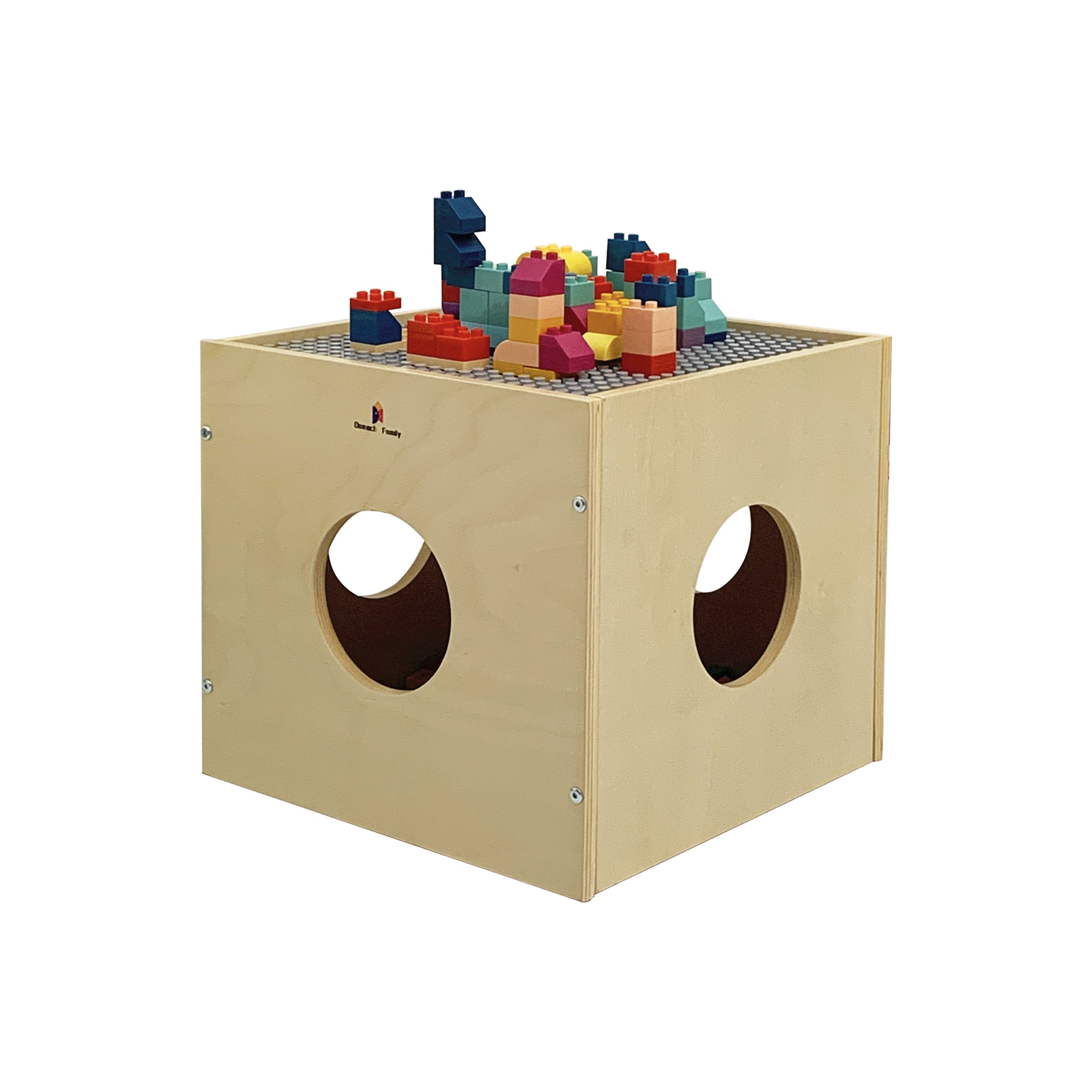 Damoch Family Multi-Functional Wisdom Play Cube - Kids Play Table, Activity Center, Cube Toy, Toy Box Storage Organizer, Bedside Table | 1.1 Pound Building Blocks & Base Plate Supplied