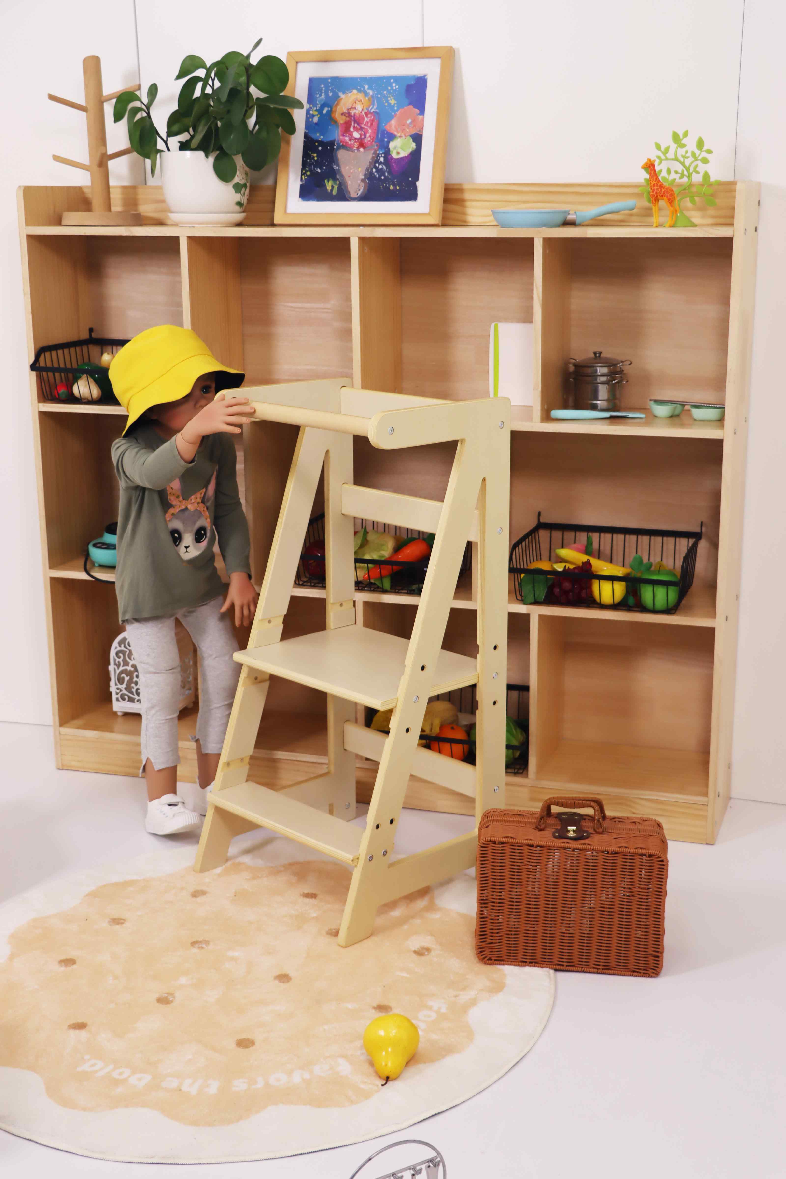 Premium Kitchen Step Stool for Kids - Toddler Counter Standing Tower Helper Stool | CPSC/REACH/CPC Certified | Non-Toxic Eiffel Tower Design | Height Adjustable For Different Ages